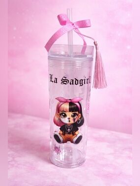 💗 La Sadgirl Tumbler 16 oz – Straw Cup w/ Lid – Spill Resistant